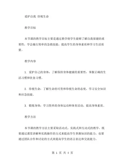 爱护自我珍视生命教案
