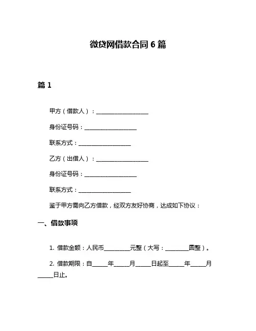 微贷网借款合同6篇