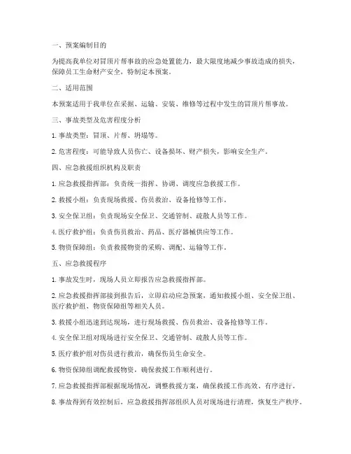 冒顶片帮事故应急救援预案