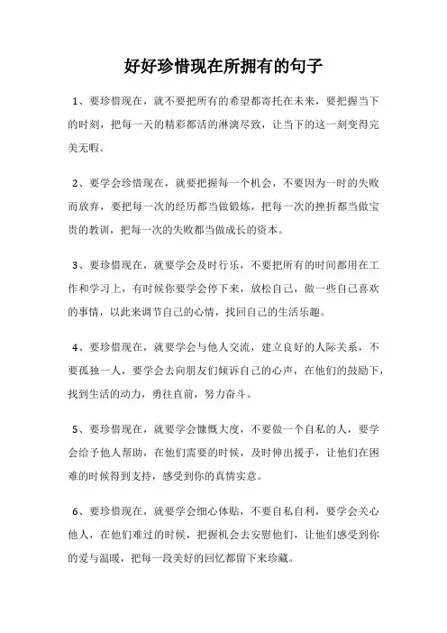好好珍惜现在所拥有的句子