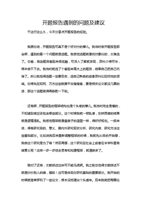 开题报告遇到的问题及建议