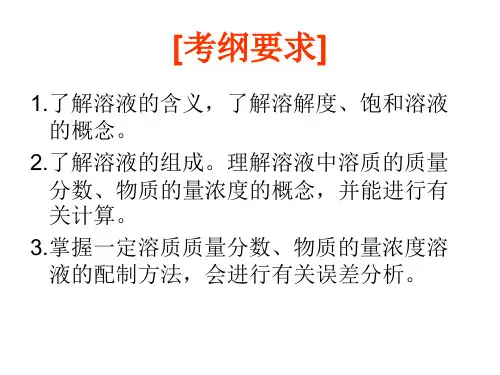 物质的量浓度溶液的配制及计算课件