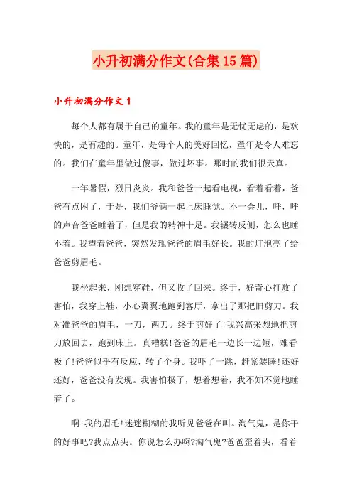 小升初满分作文(合集15篇)