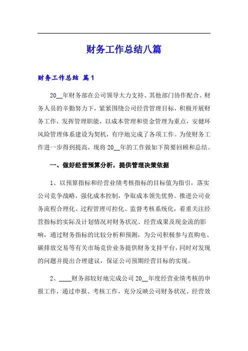 【word版】财务工作总结八篇