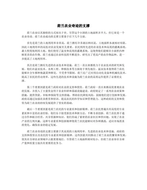 荷兰农业奇迹的支撑