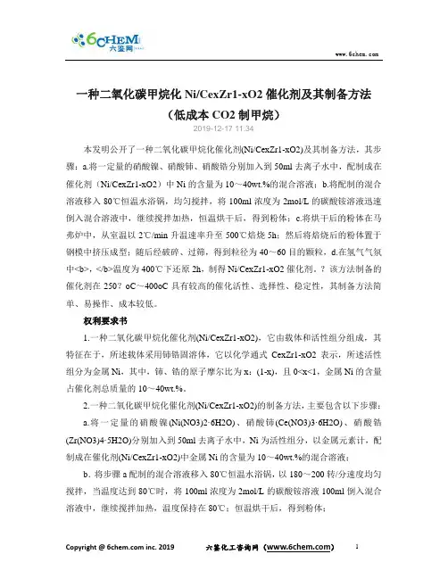低成本CO2制甲烷