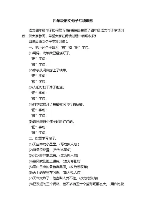四年级语文句子专项训练