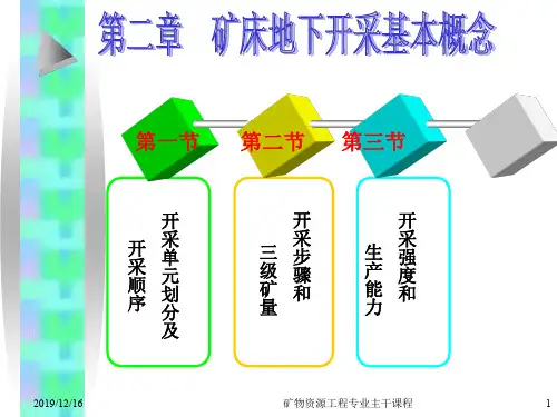 【采矿课件】ch2矿床地下开采基本概念