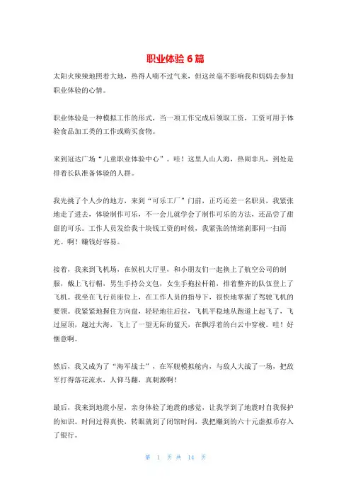 职业体验6篇