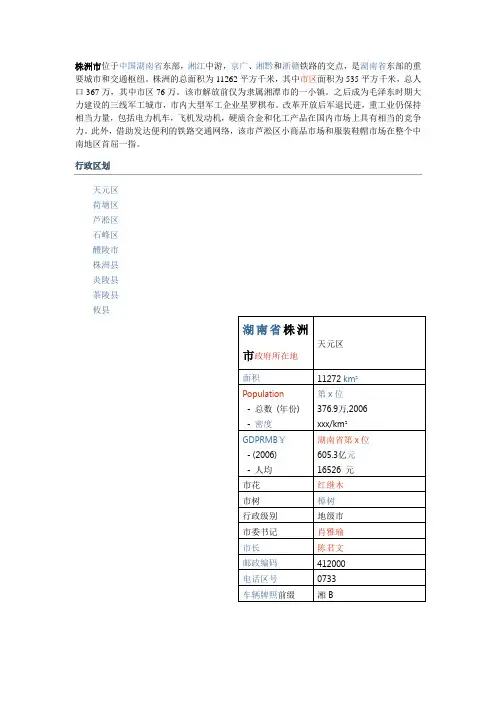 株洲简介