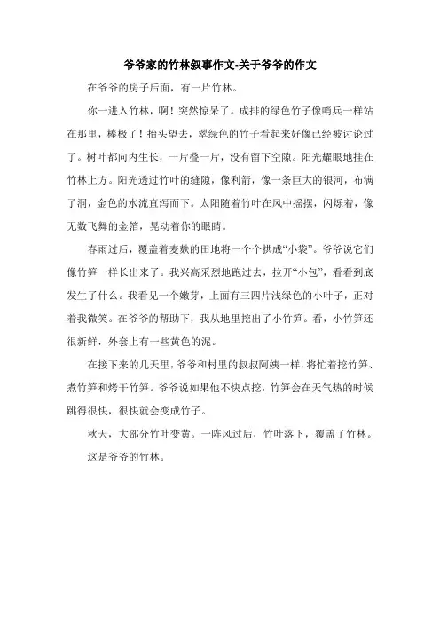 爷爷家的竹林叙事作文-关于爷爷的作文.doc