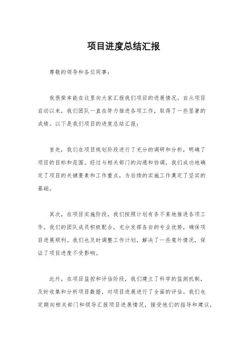 项目进度总结汇报