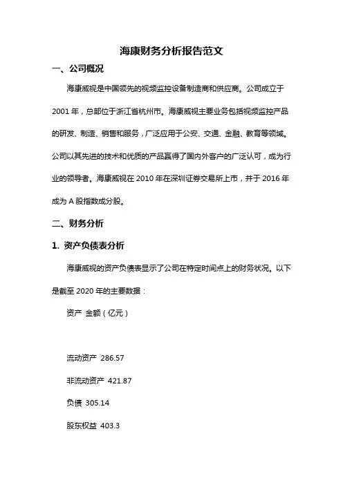 海康财务分析报告范文