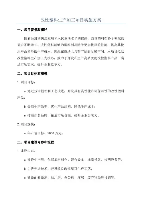 改性塑料生产加工项目实施方案