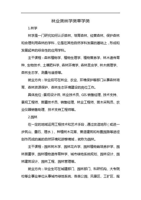 林业类林学类草学类