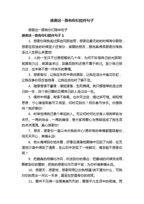 感谢这一路有你们陪伴句子