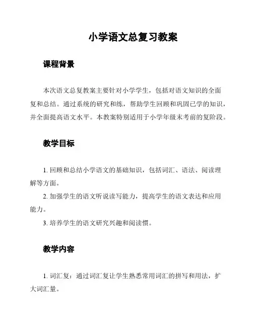小学语文总复习教案
