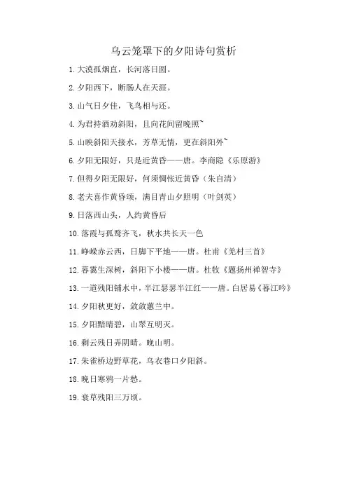 乌云笼罩下的夕阳诗句赏析