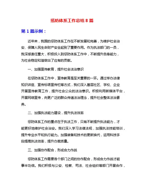 惩防体系工作总结8篇