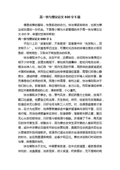 高一快与慢议论文800字5篇