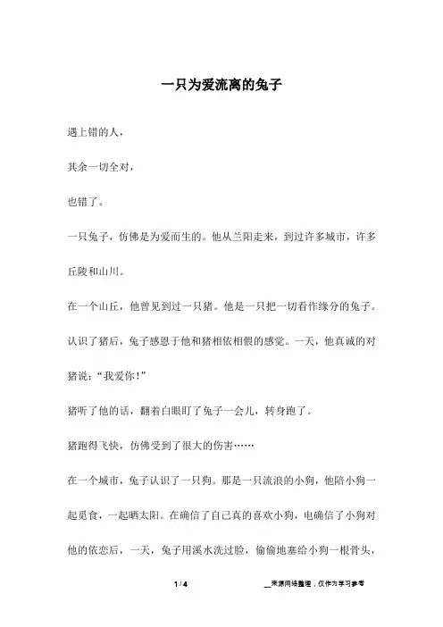 一只为爱流离的兔子_爱情故事