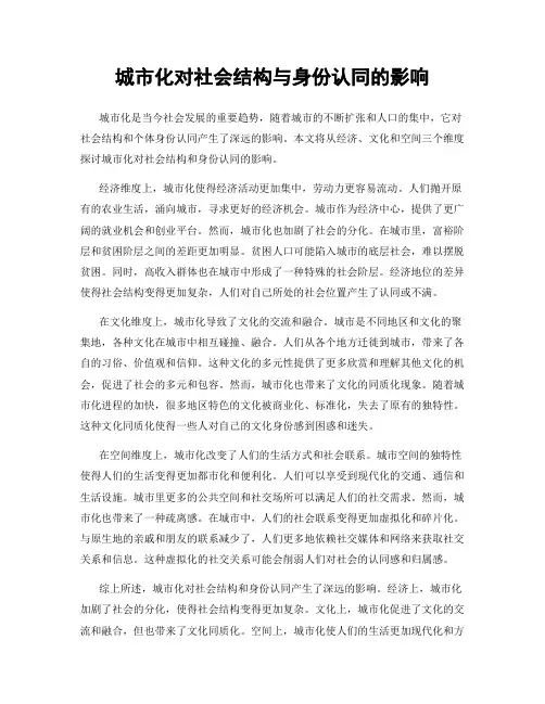 城市化对社会结构与身份认同的影响