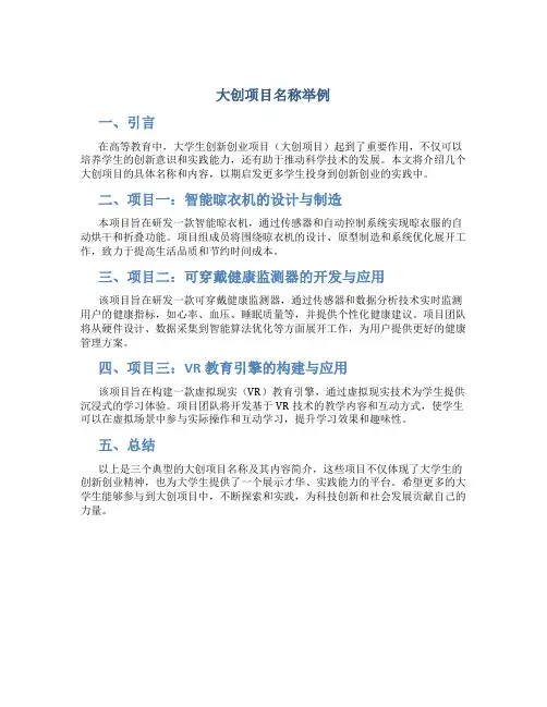 大创项目名称举例