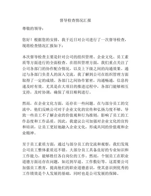 督导检查情况汇报