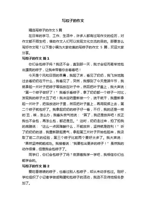 精选写粽子的作文5篇