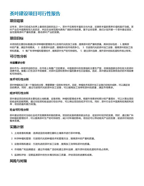 茶叶建设项目可行性报告
