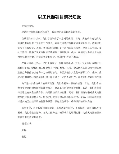 以工代赈项目情况汇报