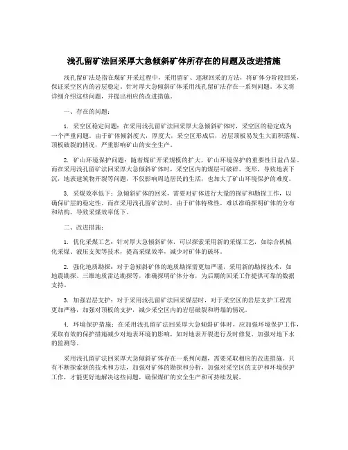 浅孔留矿法回采厚大急倾斜矿体所存在的问题及改进措施