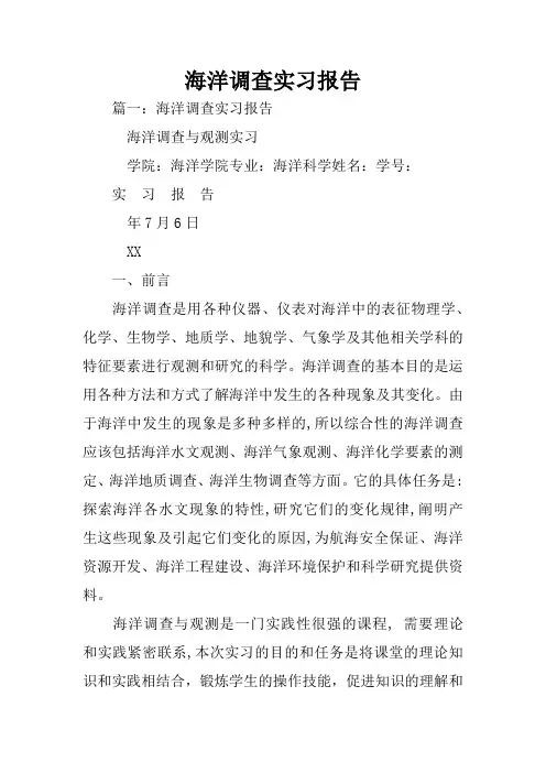 海洋调查实习报告