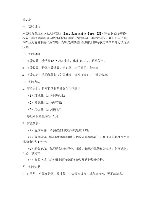 小鼠悬尾实验报告(3篇)