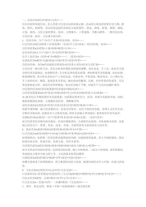 高考历史万能公式
