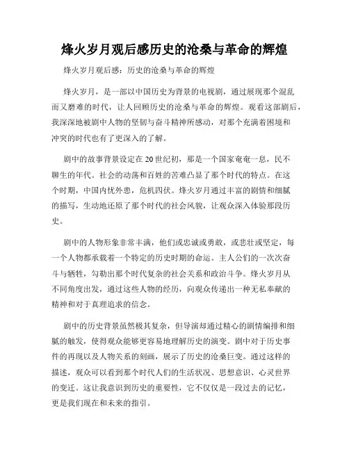 烽火岁月观后感历史的沧桑与革命的辉煌