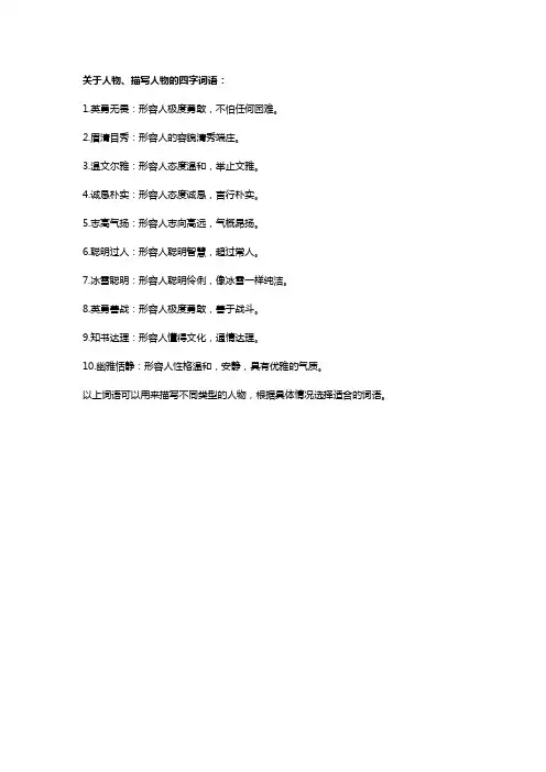 关于人物描写人物的四字词语。
