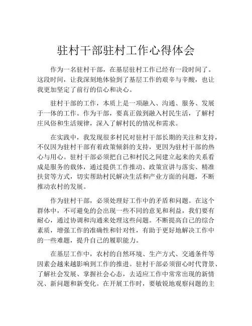 驻村干部驻村工作心得体会