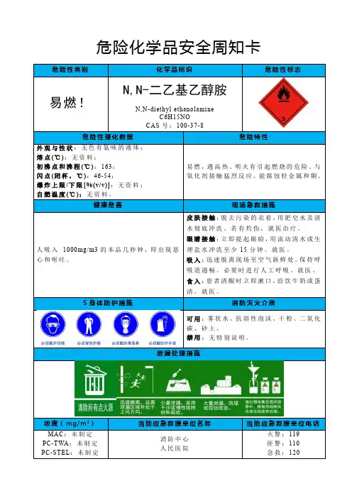 N,N-二乙基乙醇胺-危险化学品安全周知卡