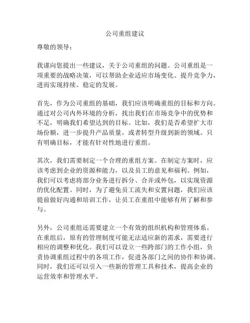 公司重组建议
