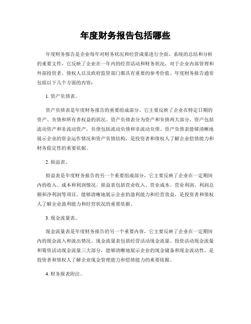 年度财务报告包括哪些