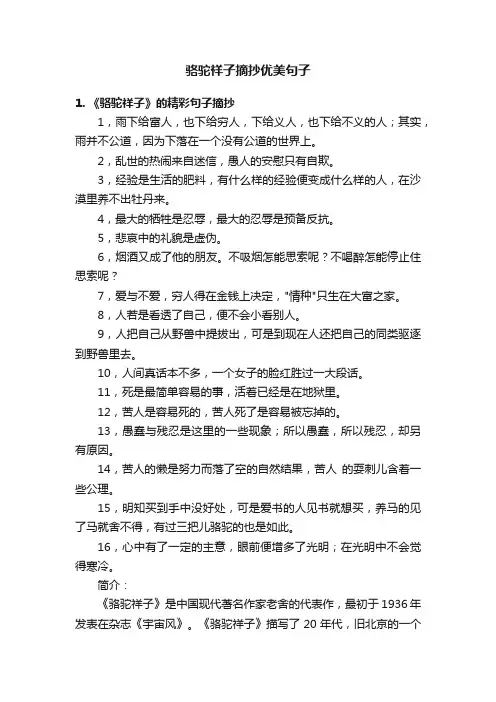 骆驼祥子摘抄优美句子