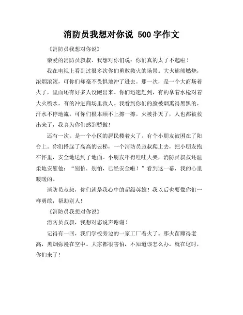 消防员我想对你说 500字作文