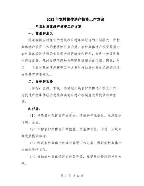 2023年农村集体清产核资工作方案
