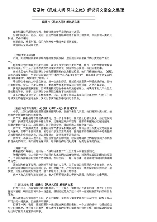 纪录片《风味人间·风味之旅》解说词文案全文整理
