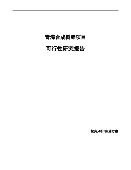 青海合成树脂项目可行性研究报告