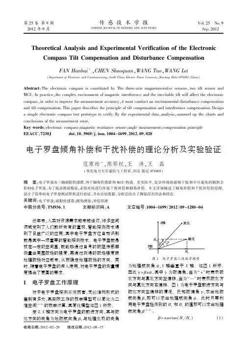 电子罗盘倾角补偿和干扰补偿的理论分析及试验验证-传感技术学报