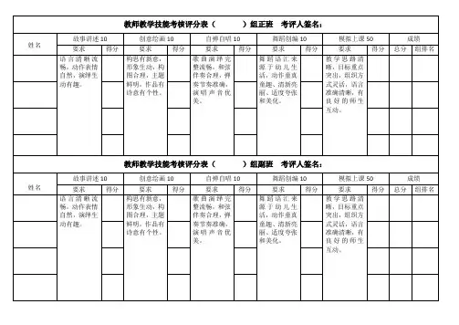 幼儿园教学技能考核评分表