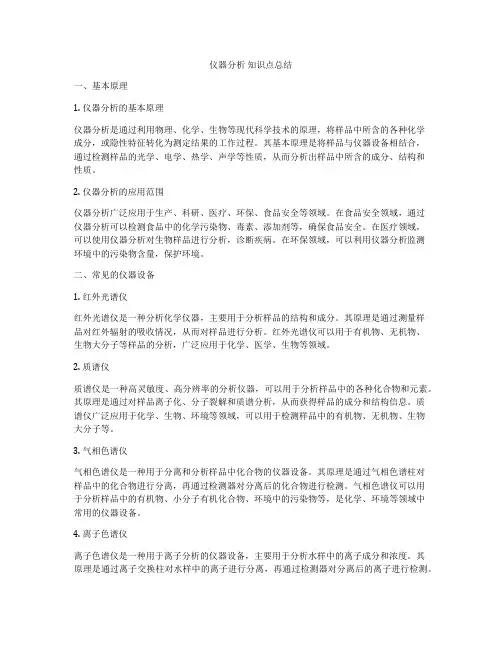 仪器分析 知识点总结