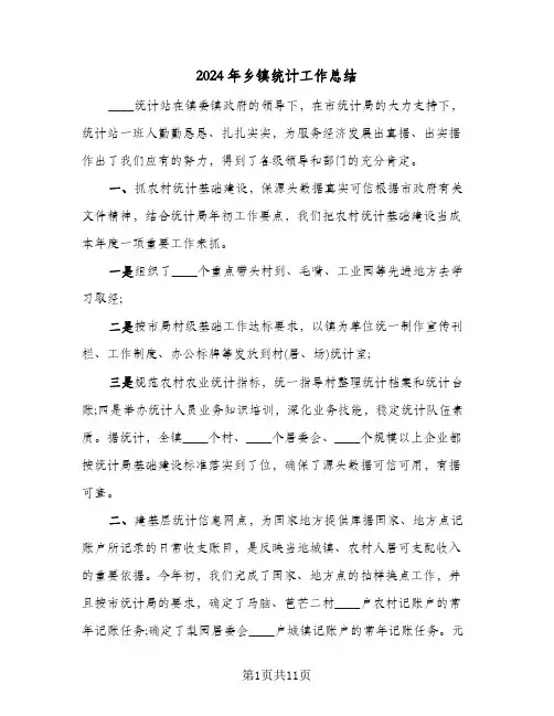 2024年乡镇统计工作总结（5篇）